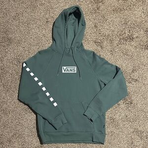 Vans Men's Teal Hoodie with White Accents
